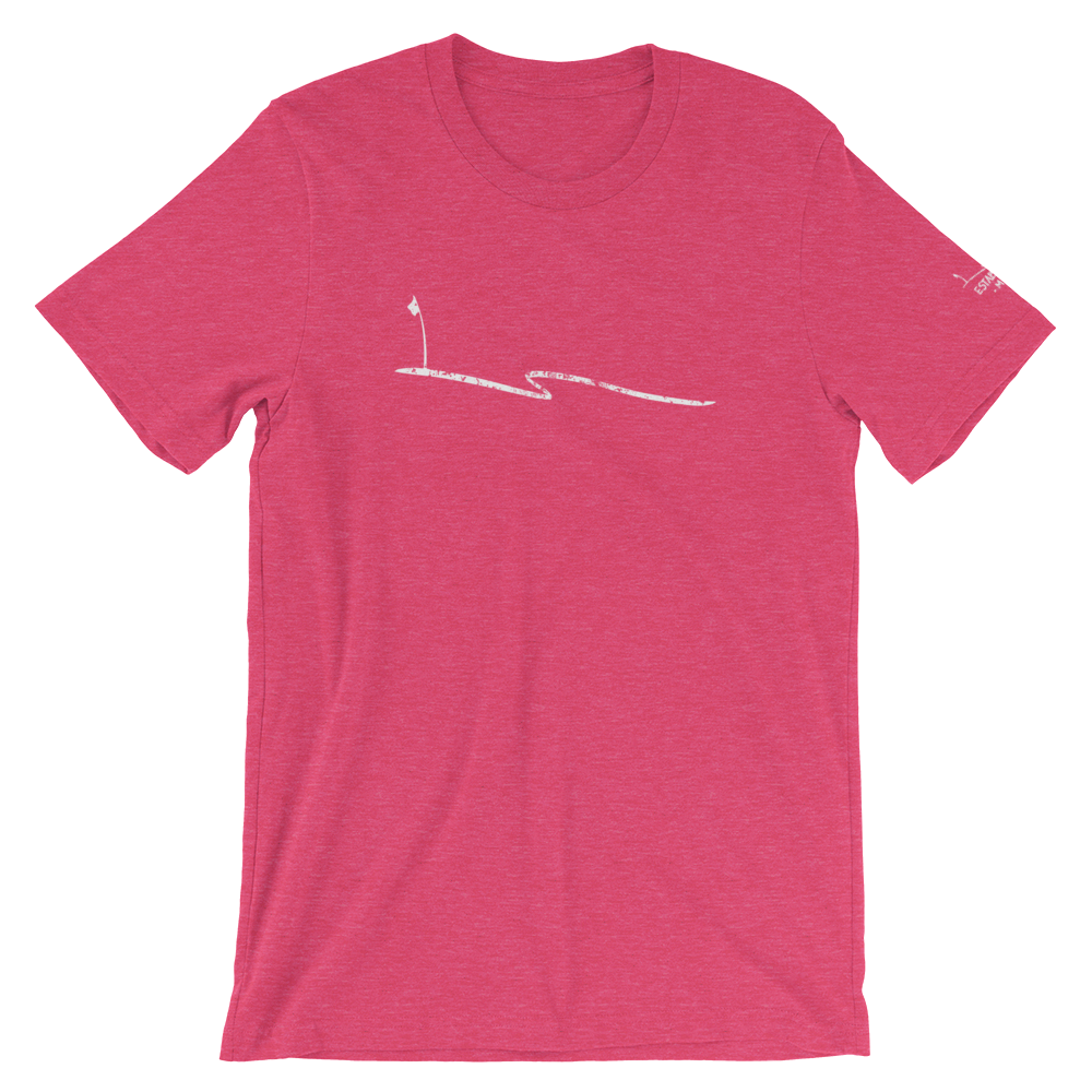 JKD Swoosh Grunge - Unisex T-shirt (White on Heather Raspberry), Size: S