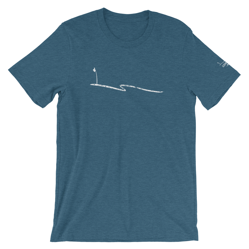 JKD Swoosh Grunge - Unisex T-shirt (White on Heather Deep Teal), Size: S