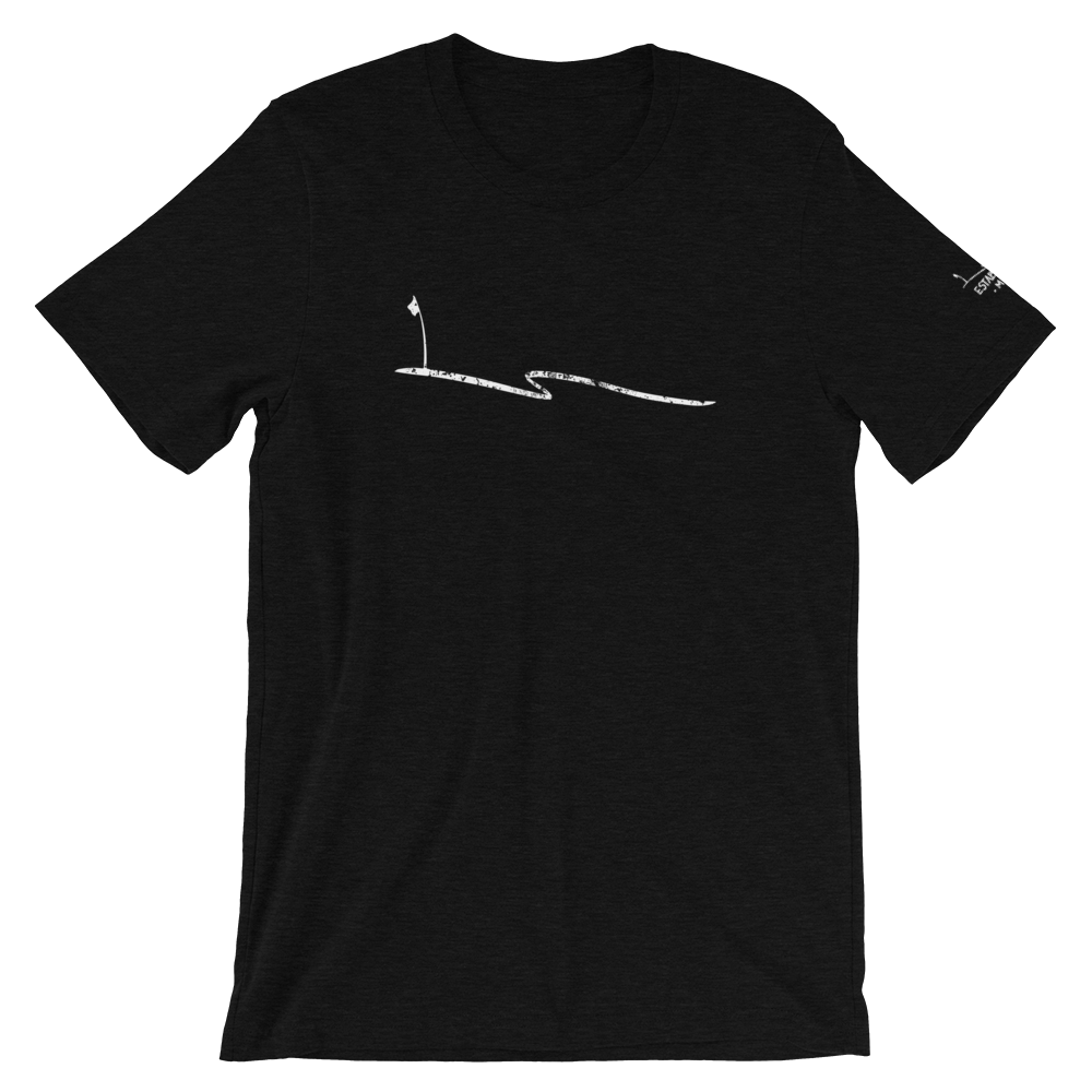 JKD Swoosh Grunge - Unisex T-shirt (White on Black Heather), Size: S