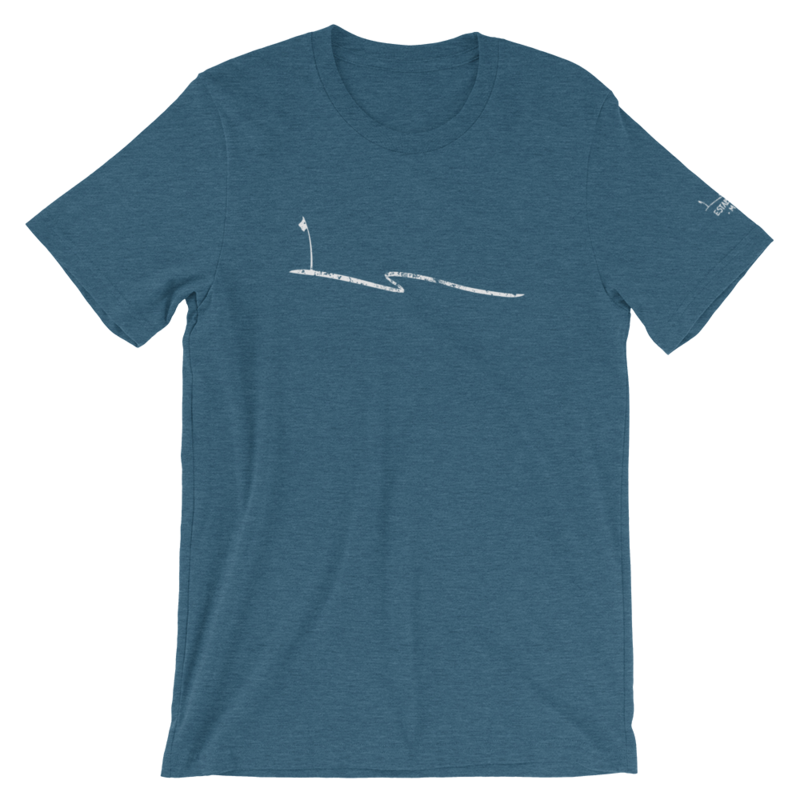 JKD Swoosh Grunge - Unisex T-shirt (White on Heather Deep Teal)