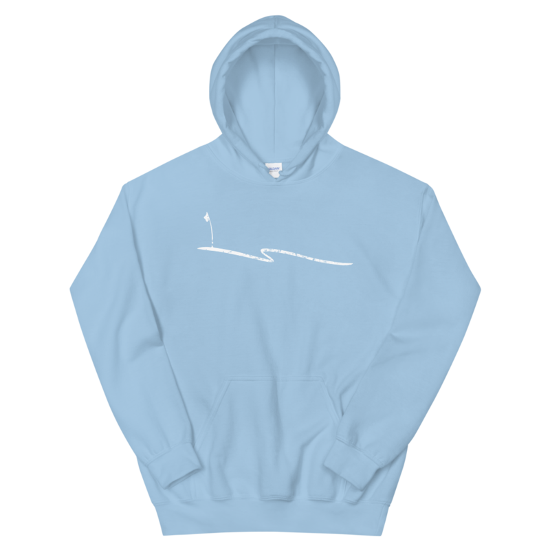 JKD Swoosh Grunge - Unisex Hoodie (White on Light Blue)
