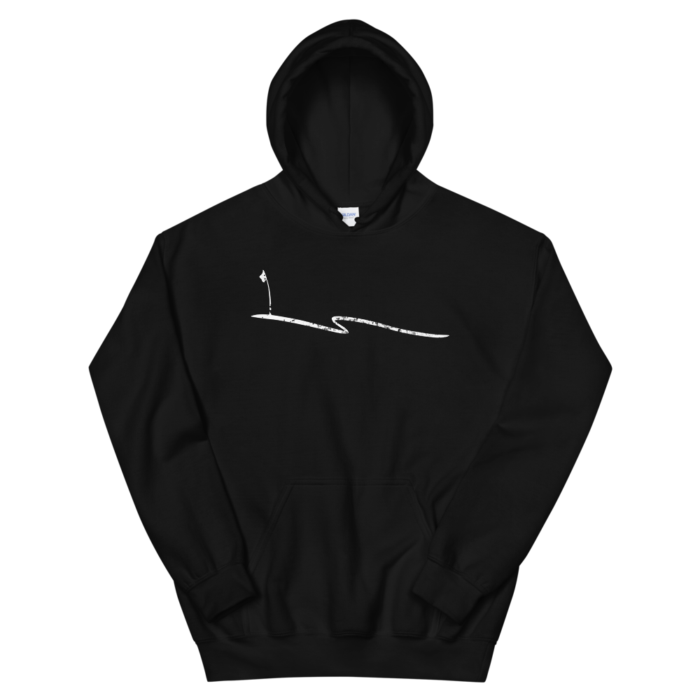 JKD Swoosh Grunge - Unisex Hoodie (White on Black), Size: S