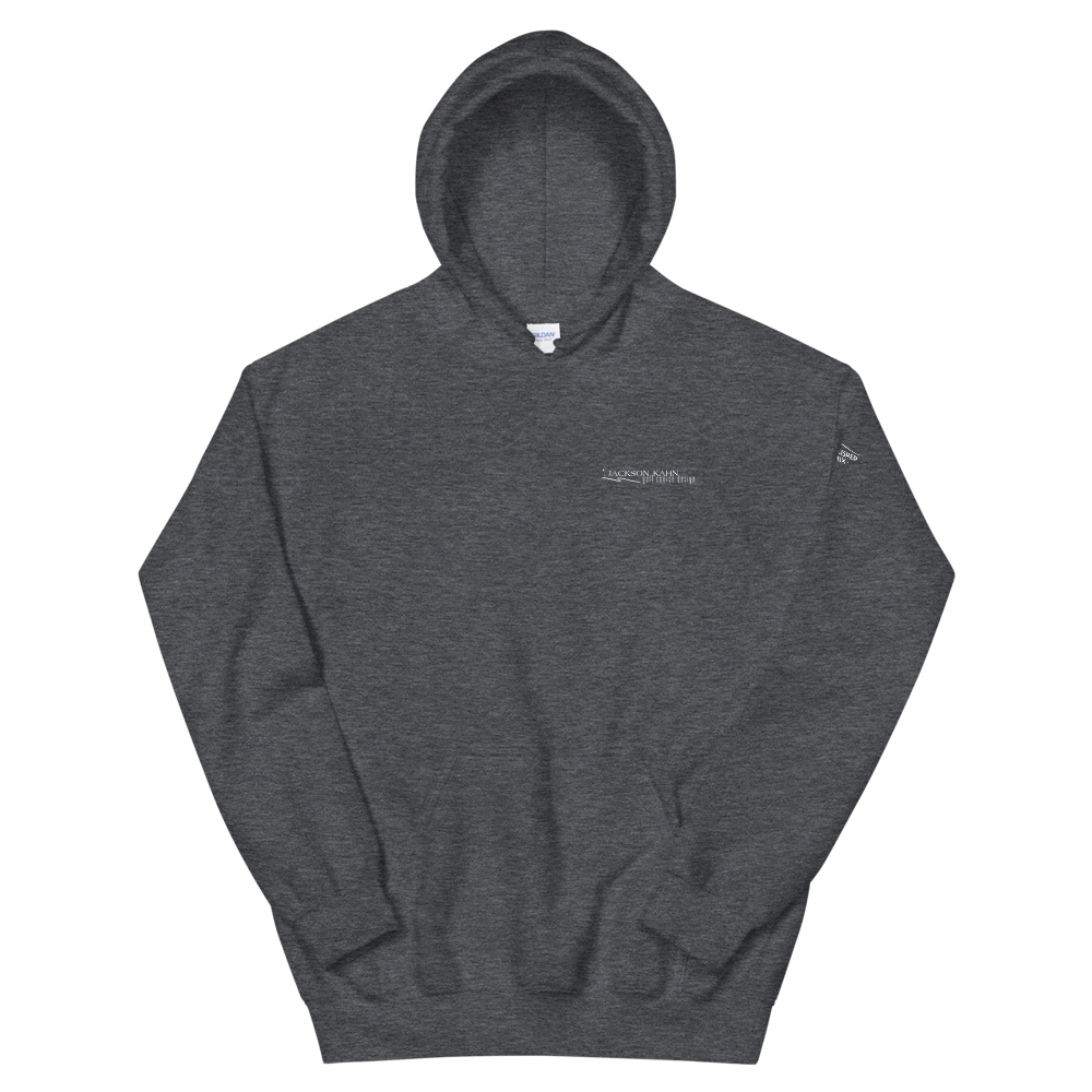 JKD Logo - Unisex Hoodie (White on Dark Heather), Size: S