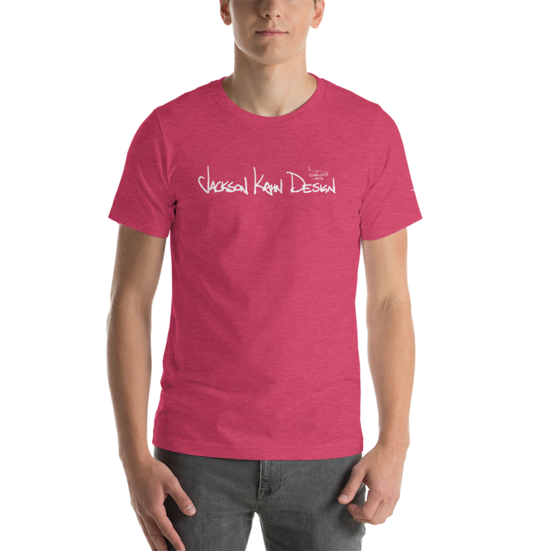 JKD Handwritten - Unisex T-Shirt (White on Heather Raspberry), Size: S