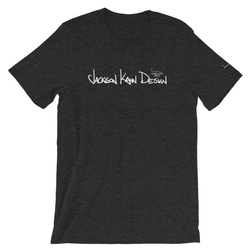 JKD Handwritten - Unisex T-Shirt (White on Dark Gray Heather)