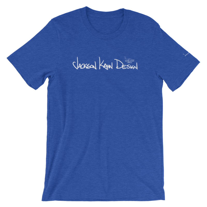 JKD Handwritten - Unisex T-Shirt (White on Heather True Royal)