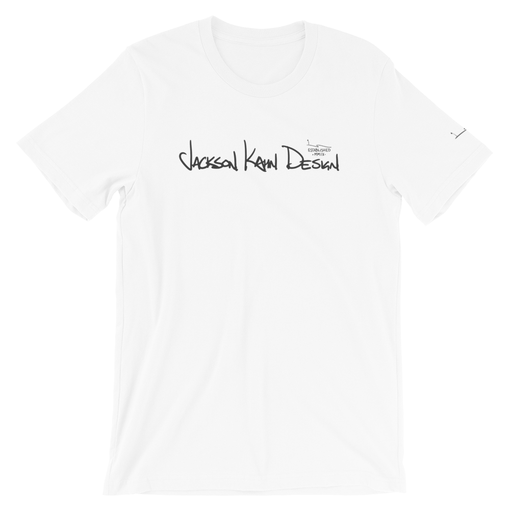 JKD Handwritten - Unisex T-Shirt (Gray on White), Size: S