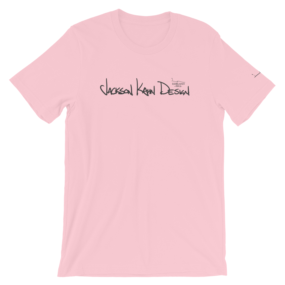 JKD Handwritten - Unisex T-Shirt (Gray on Pink), Size: S