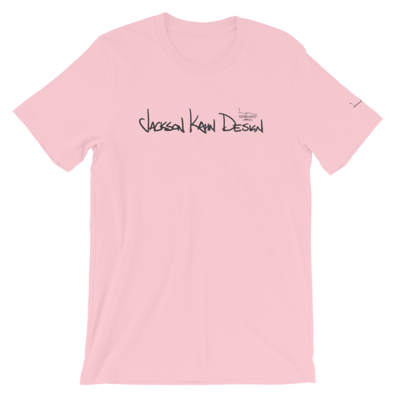 JKD Handwritten - Unisex T-Shirt (Gray on Pink), Size: S