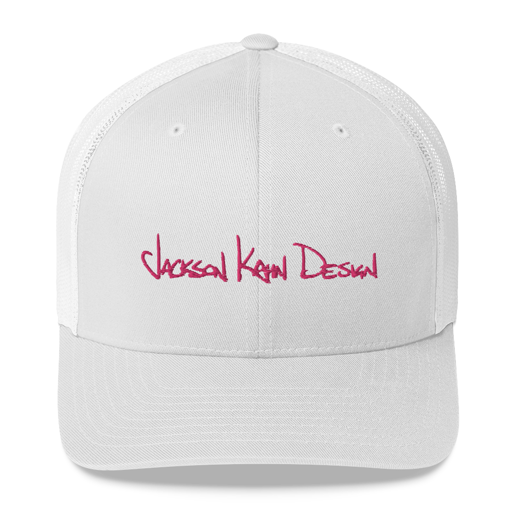 JKD Handwritten - Trucker Hat (Pink on White)