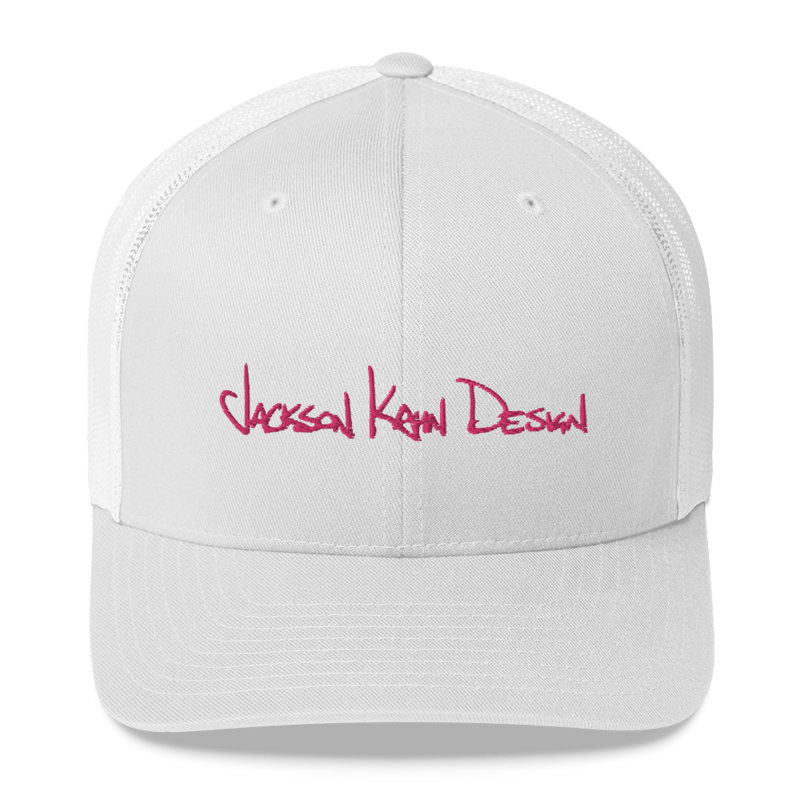 JKD Handwritten - Trucker Hat (Pink on White)