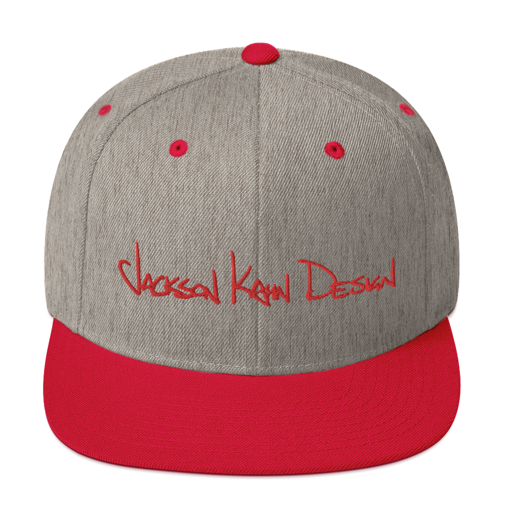 JKD Handwritten Snapback Hat (Heather Gray / Red)