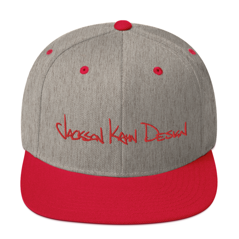 JKD Handwritten Snapback Hat (Heather Gray / Red)