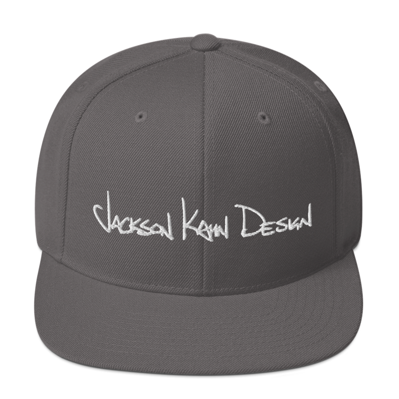 JKD Handwritten Snapback Hat (White on Dark Gray)