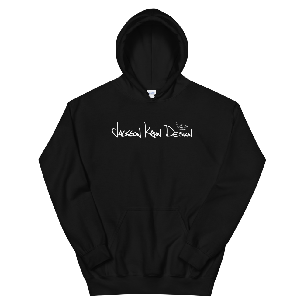 JKD Handwritten - Unisex Hoodie (White on Black), Size: S