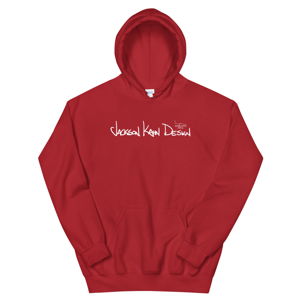 JKD Handwritten - Unisex Hoodie (White on Red), Size: S
