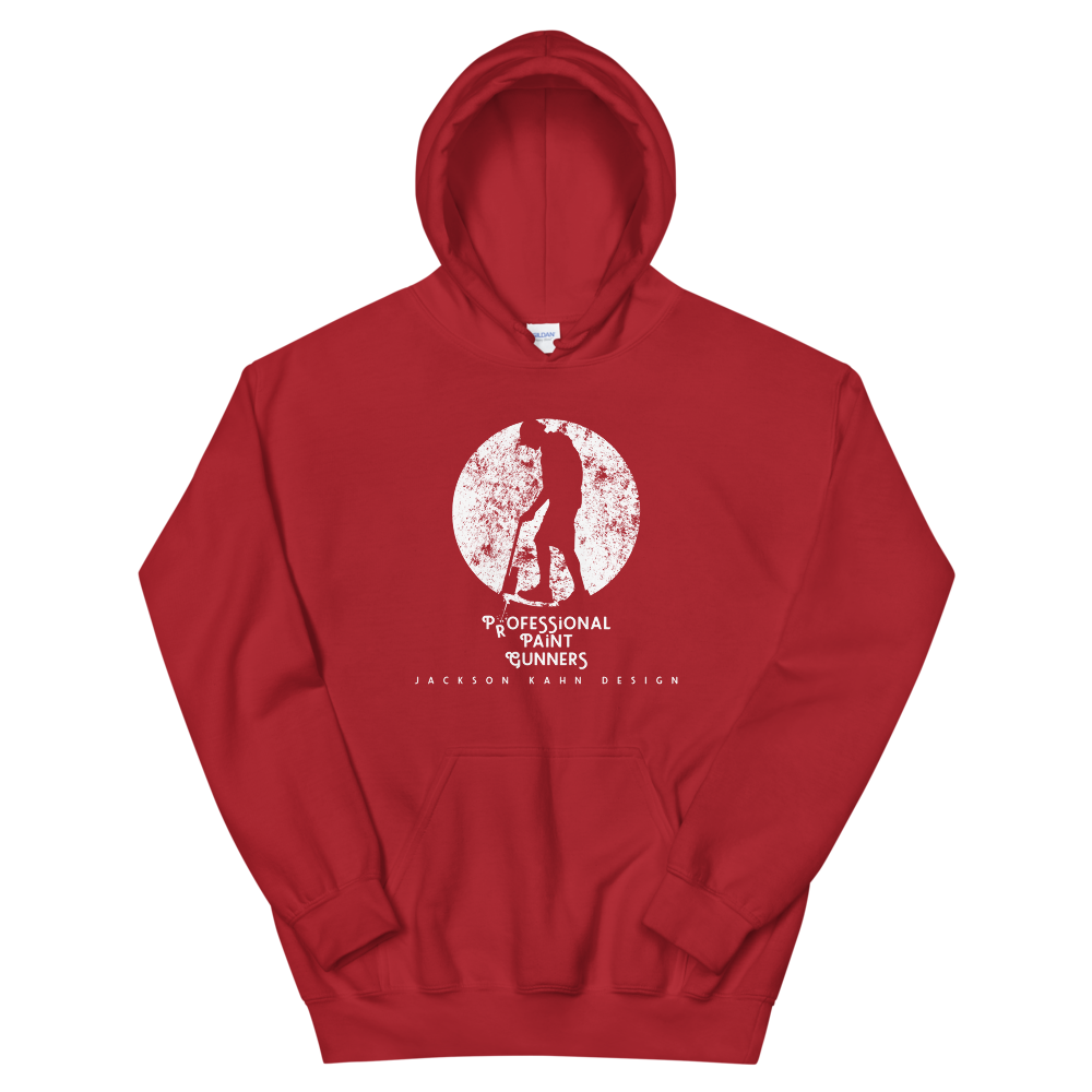 Professional Paint Gunners - Unisex Hoodie (White on Red), Size: S