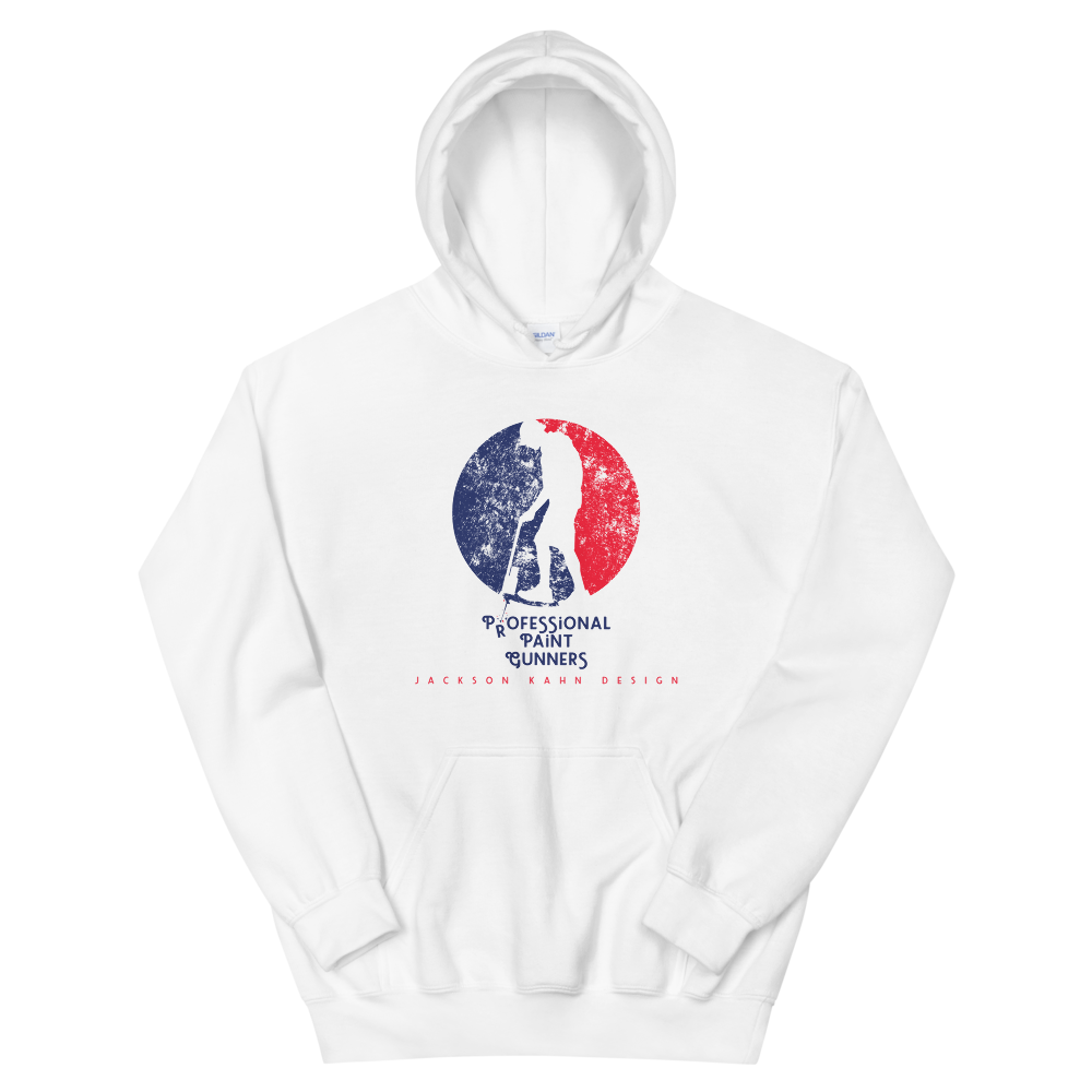 Professional Paint Gunners Grunge - Unisex Hoodie (Blue/Red on White), Size: S
