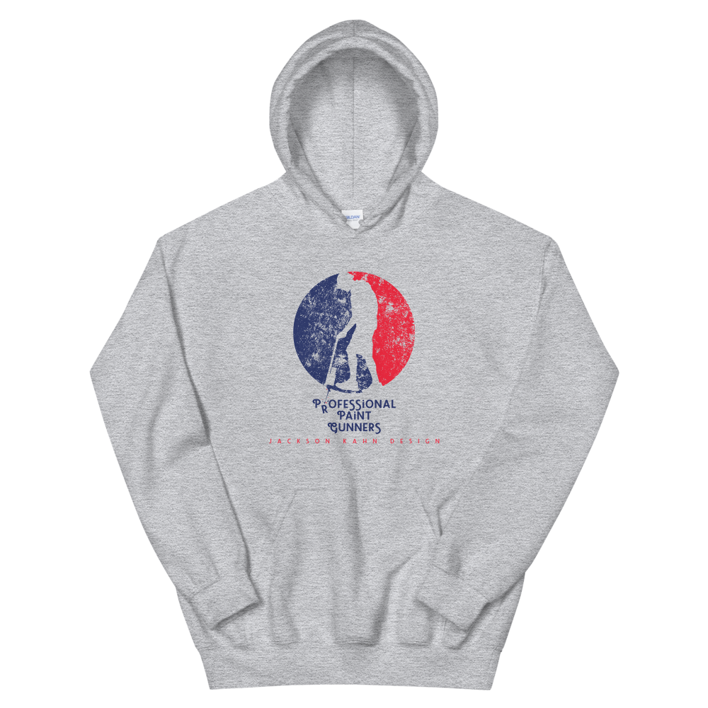 Professional Paint Gunners - Unisex Hoodie (Blue/Red on Sport Gray), Size: S