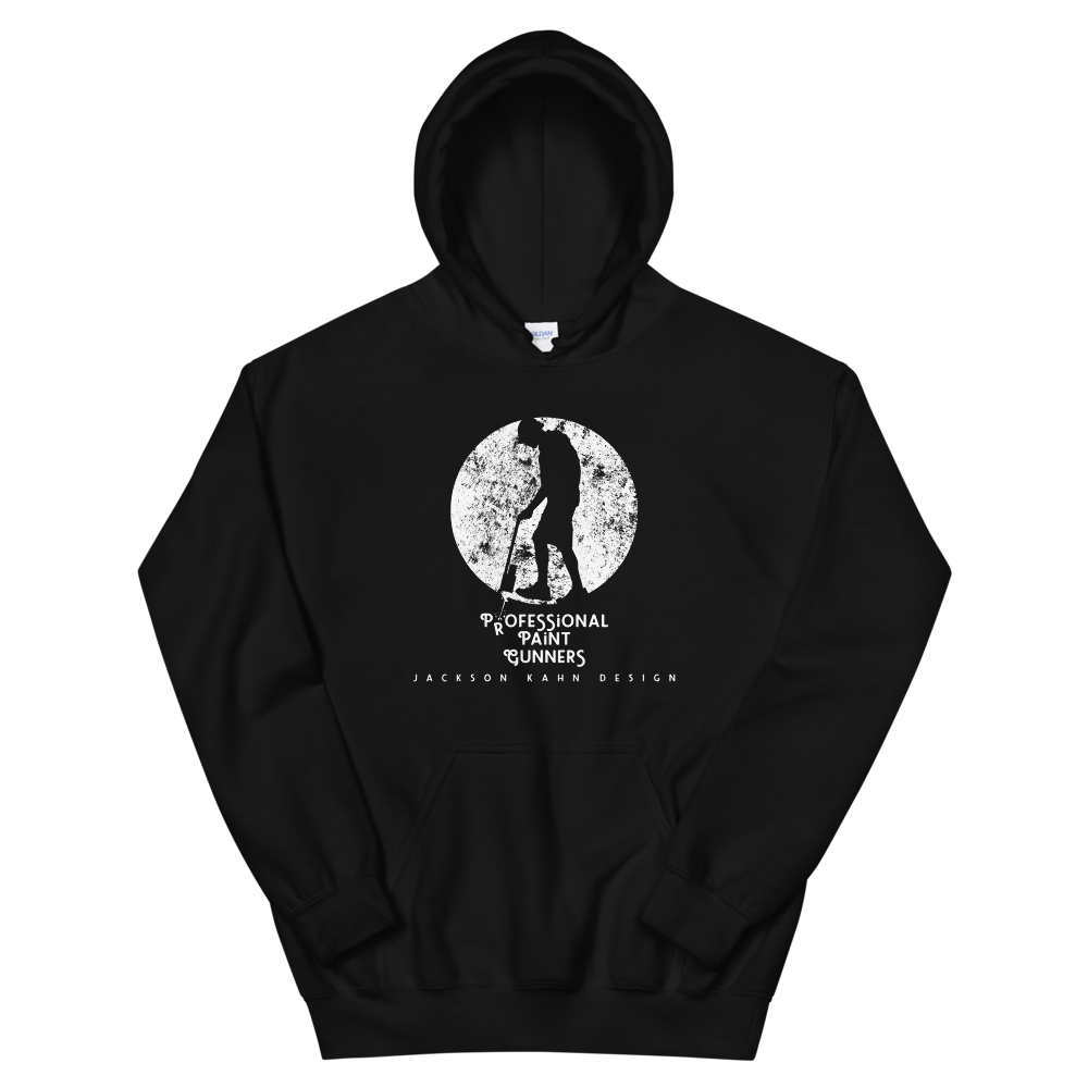 Professional Paint Gunners - Unisex Hoodie (White on Black), Size: S