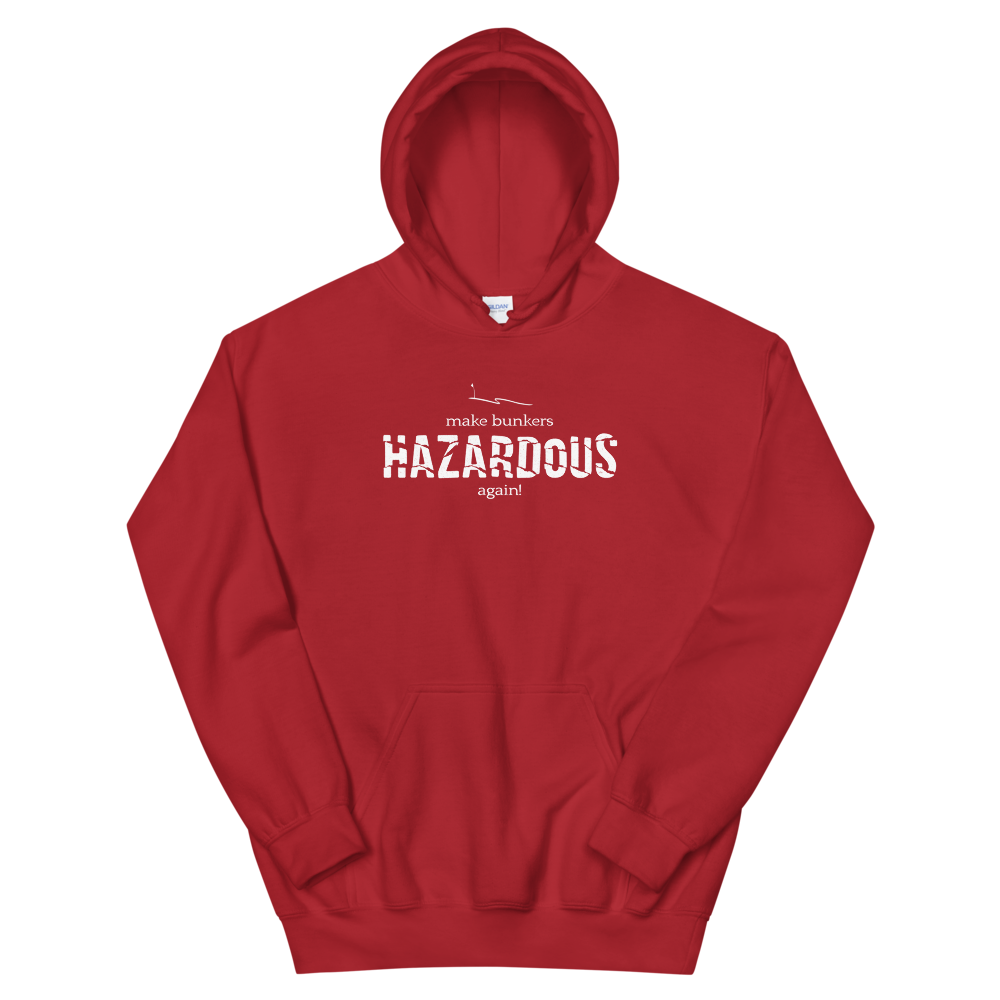 Make Bunkers Hazardous Again! - Unisex Hoodie (White on Red), Size: S