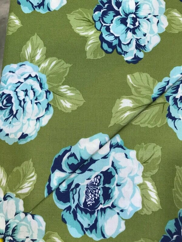 Early Bird Blooms Green 1/2 yard