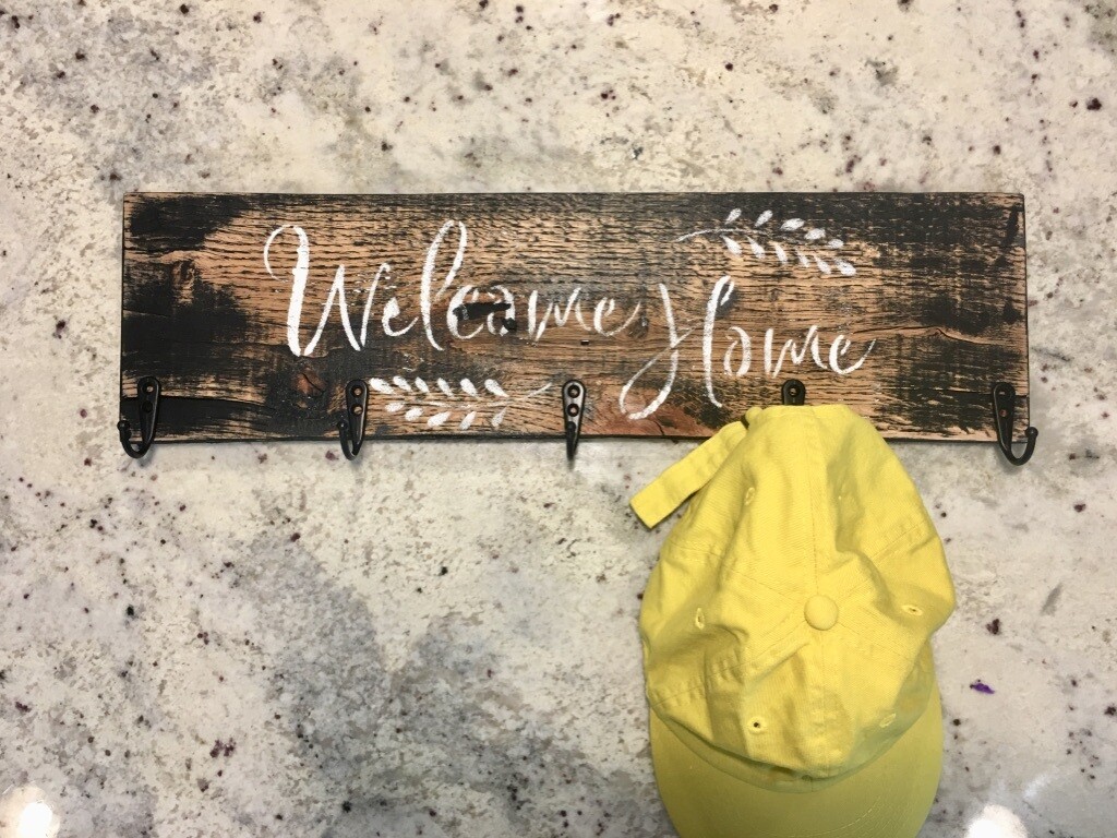 Wooden key hooks.