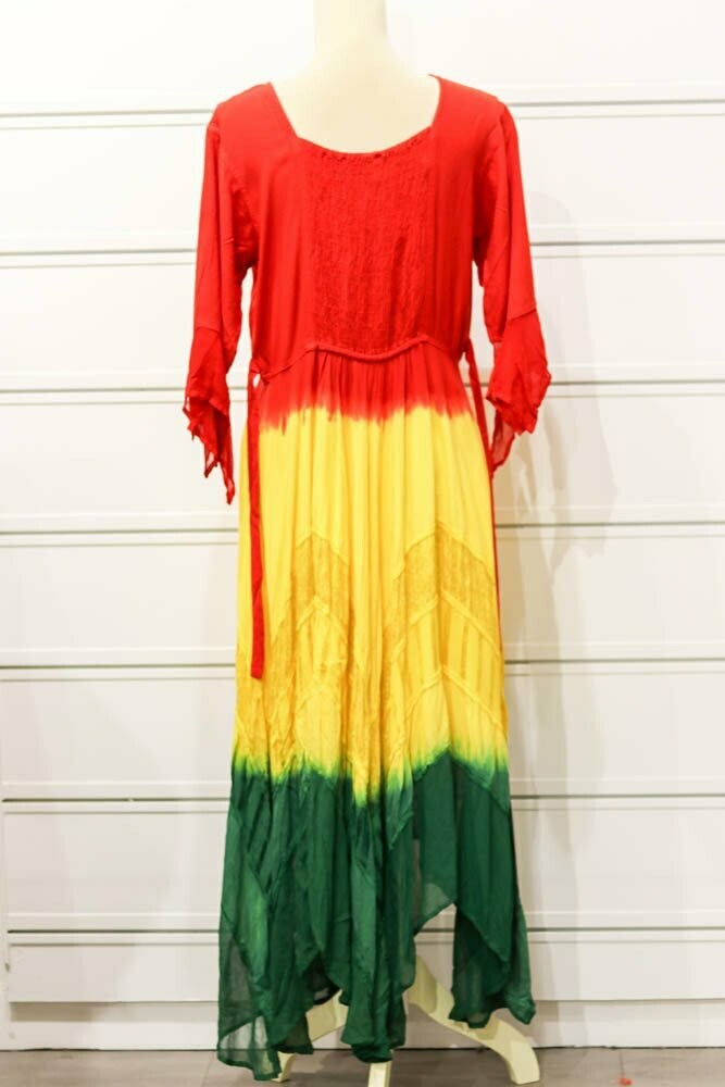 red green and yellow dress