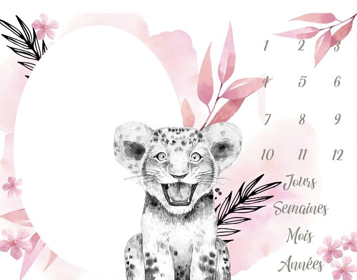 Couverture / tapis étapes bébé safari lionceau rose