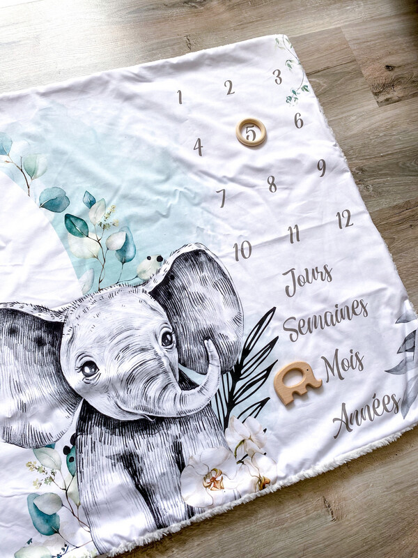 Couverture / tapis étapes bébé safari éléphant mint 