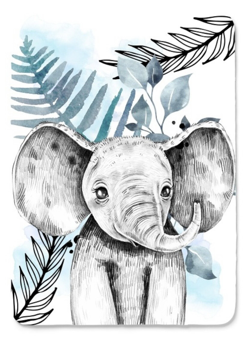 Sur commande - Couverture SAFARI BLUE elephant