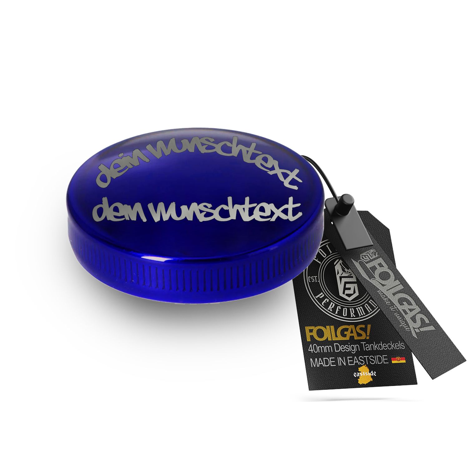 Simson Tankdeckel Blau "Mit deinen Text"