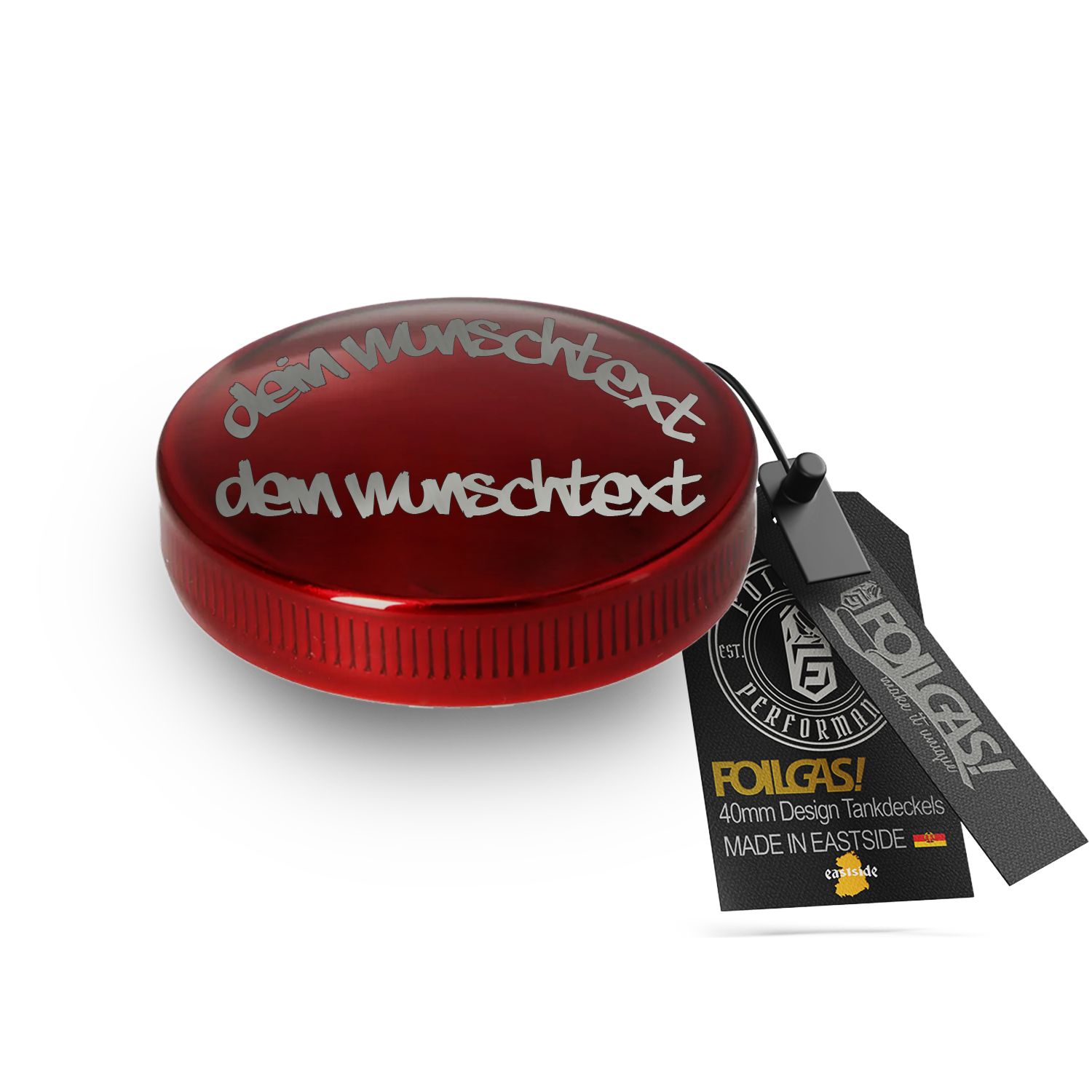 Simson Tankdeckel Rot "Mit deinen Text"