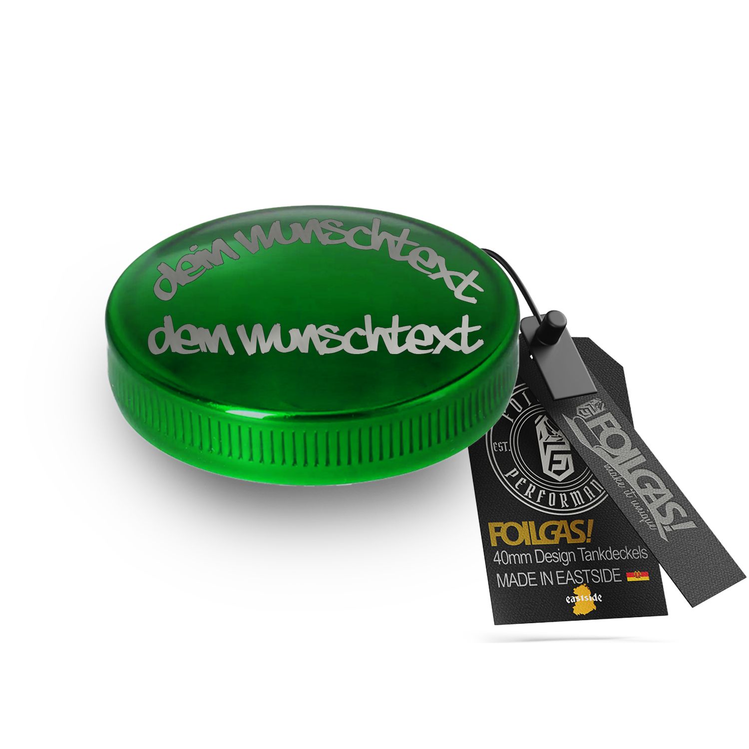 Simson Tankdeckel Grün "Mit deinen Text"