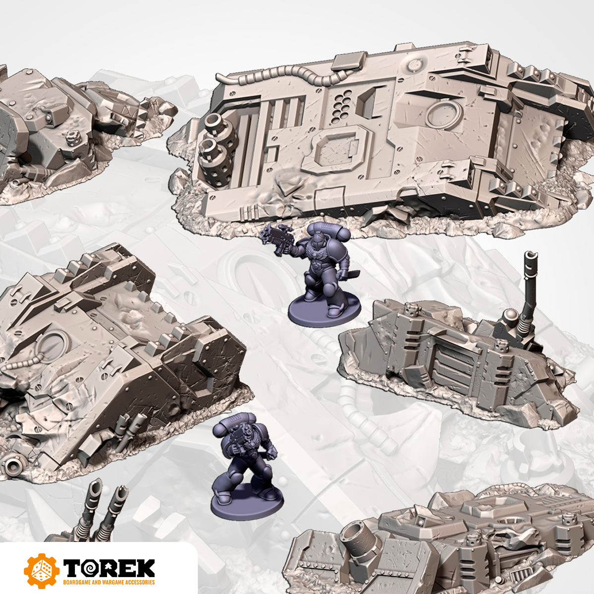 Set de véhicules endomagés, inspiration space marine (6 models) - Ruined Space marines vehicules