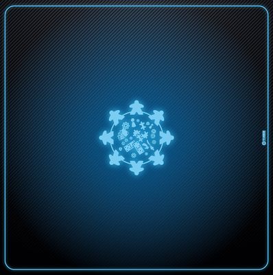 Tapis Meeple néon bleu 90 cm/90 cm