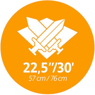 22.5"/30" = 57 cm/76 cm