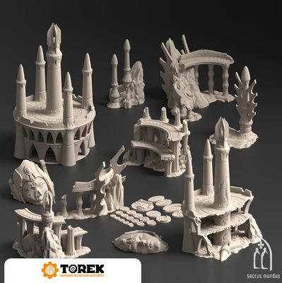 Table Complète  Lyntrath, ruines eldar exodite (12 models)