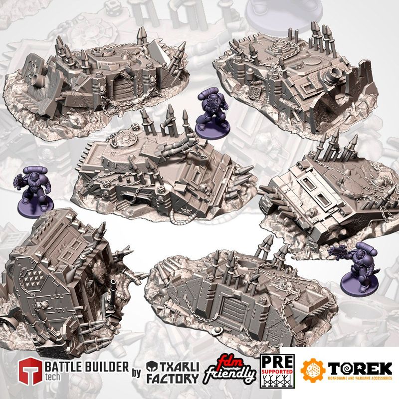 Set de véhicules endomagés, inspiration  Space Marine du Chaos (6 models) - Ruined Chaos Space marines vehicules - Infernal Tanks Destroyed