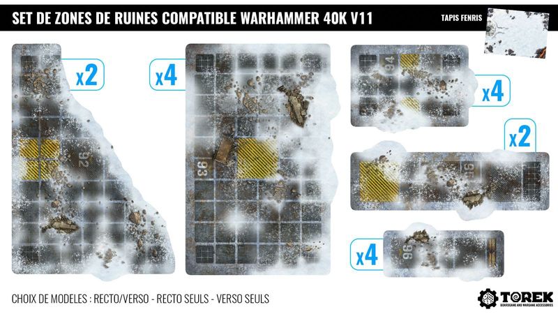 Set de 16 zones de ruines (foot print) – Compatible 40K® V11 – Set de 16 zones de ruines (foot print) – Compatible 40K® V11 – "Fenris"