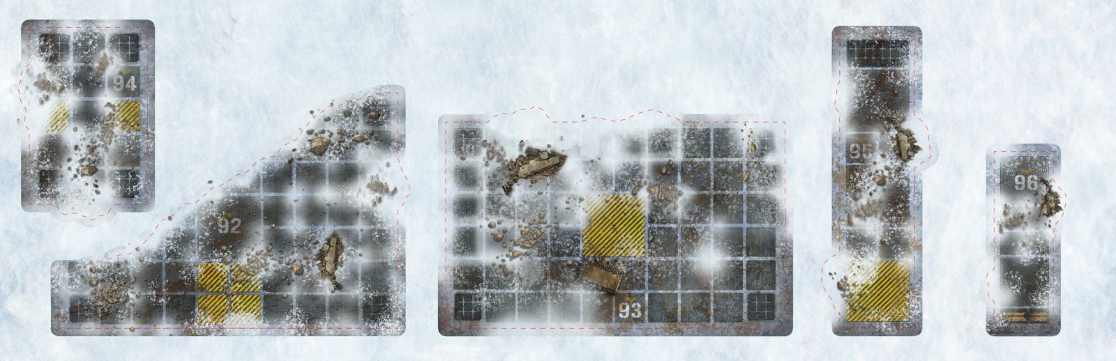 Set de 16 zones de ruines (foot print) – Compatible 40K® V11 –