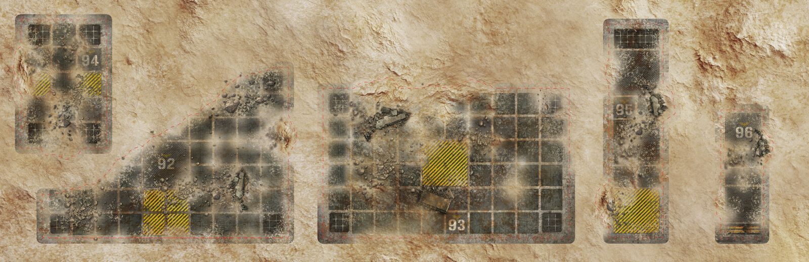 Set de 16 zones de ruines (foot print) – Compatible 40K® V11 –
