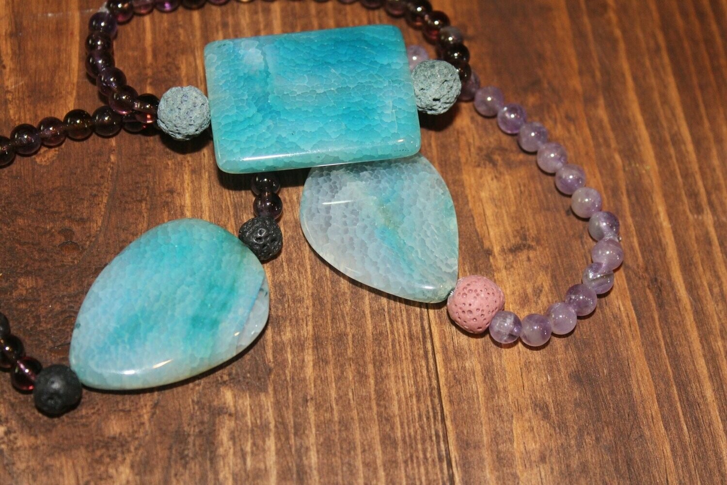 Women Men Natural Agate Lava Stone Bracelet Micro Pave Fox Strip Beads