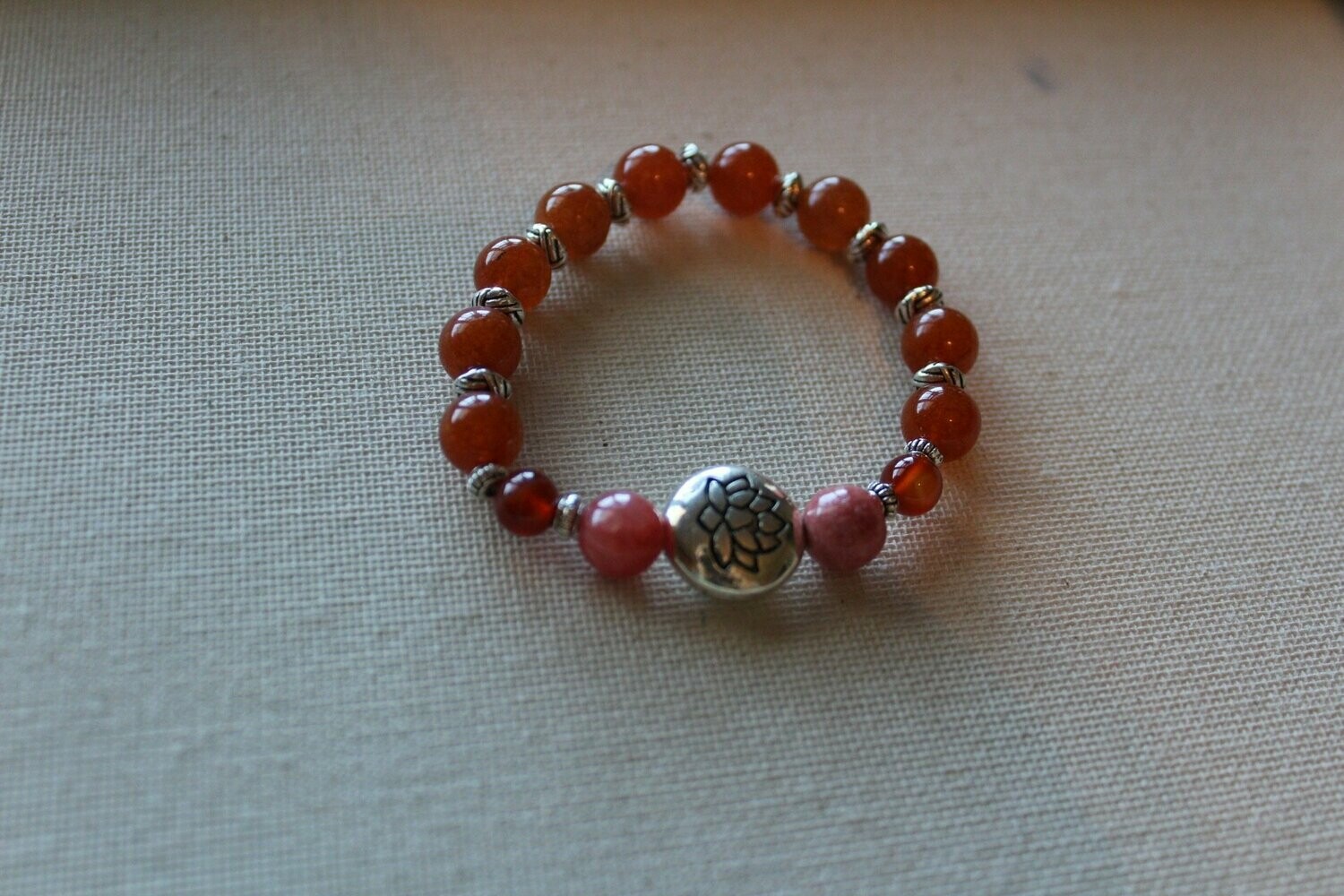 Orange Lotus Flower Bracelet
