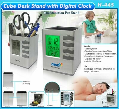 Cube Desk Stand with Digital Clock H-445