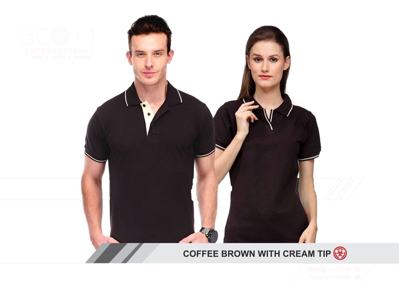 SCOTT INTERNATIONAL T-SHIRTS(COFFEE BROWN WITH CREAM TIP)