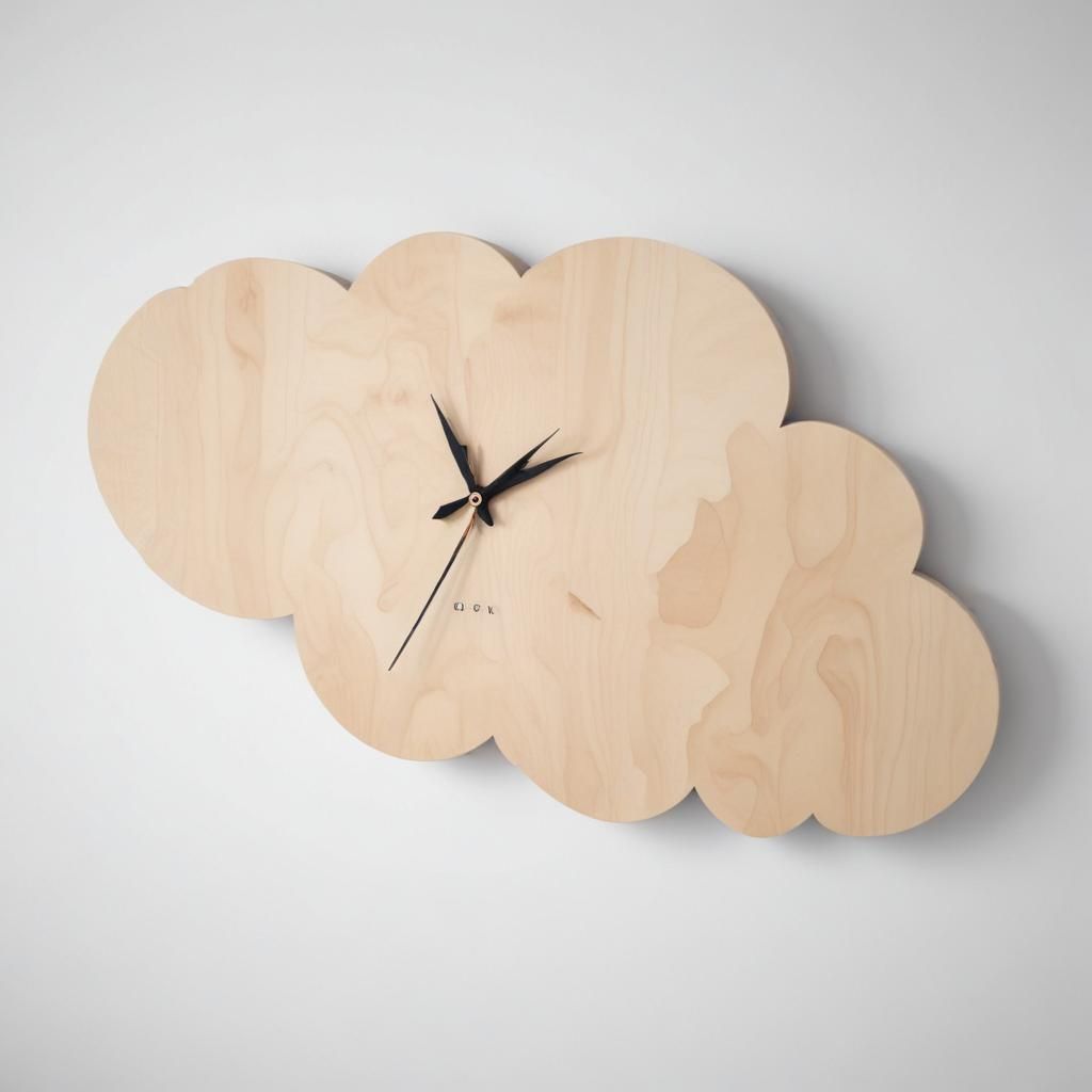 Cloud Shaped Wooden Clock