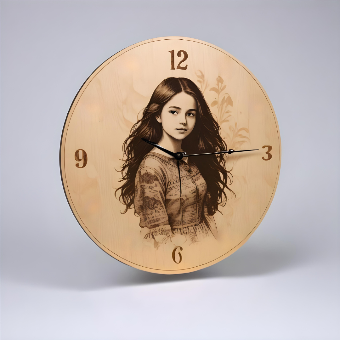 Engraved Wooden Clock