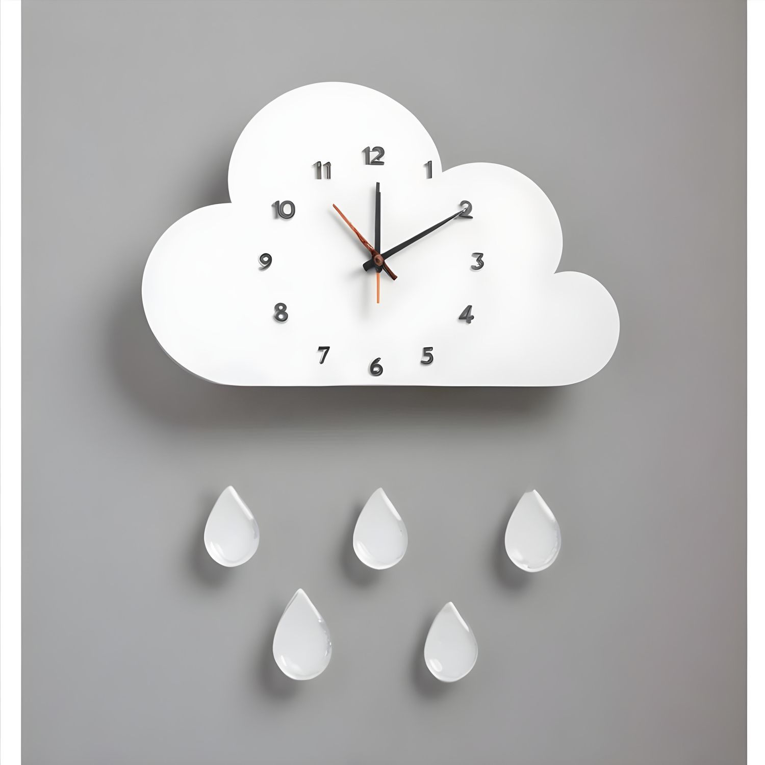 Raindrop Cloud Wooden Clock