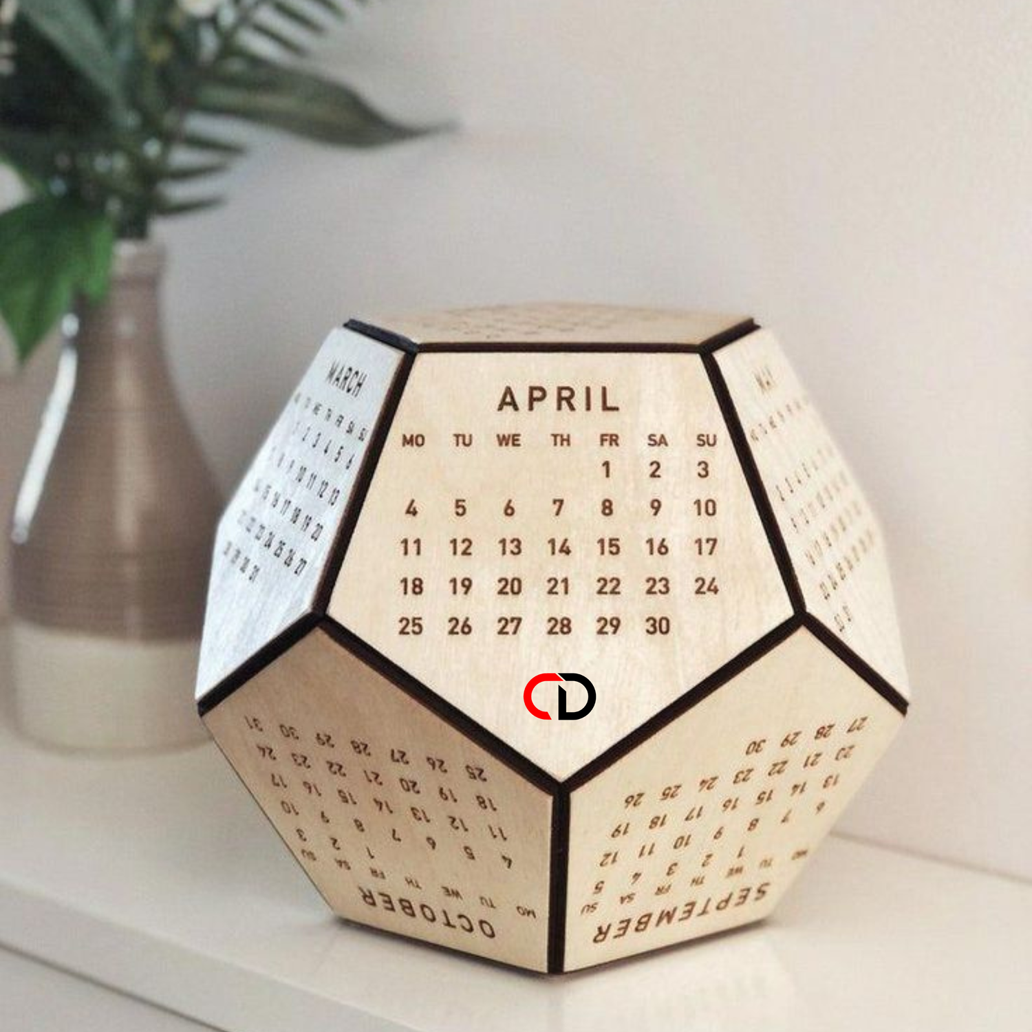 Hexagon Shape Wooden Calendar